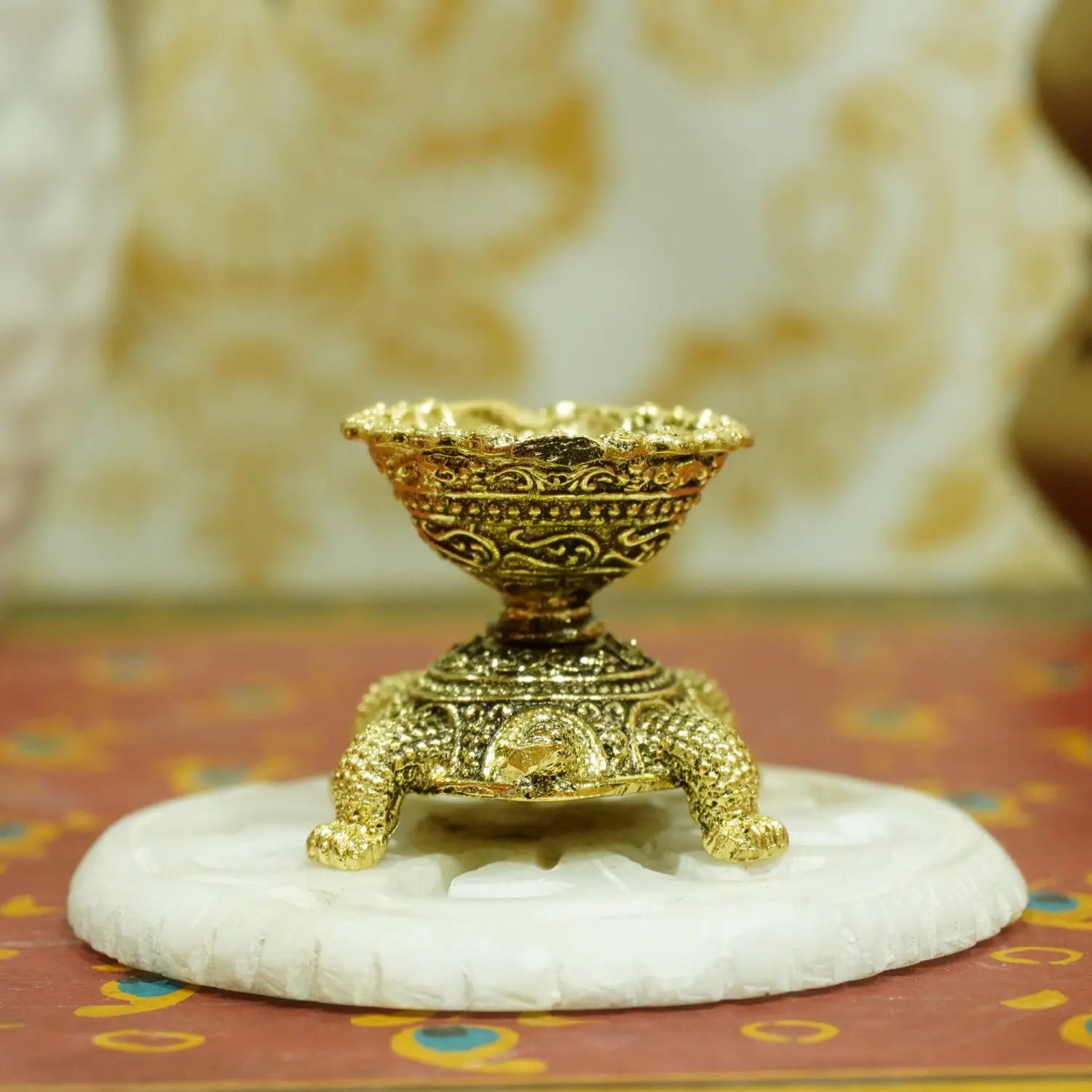 Upharkaro Brass Tortoise Idol 5 cm Mini Kachua Vastu Feng Shui Statue for Wealth Prosperity Home Temple Office Desk Decor Upharkaro