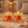 Upharkaro Decorative Shot Glass Candle Set with Peacock feather Design | Aesthetic Glass Wax Candles for Home, Bedroom & Office (4 Hour Burn Time, Made in India)