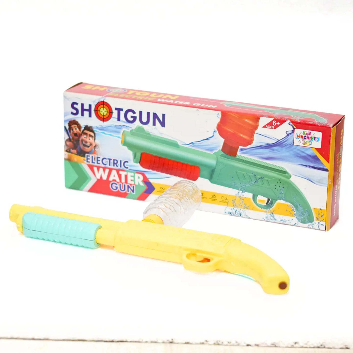 Toy shotgun with packaging on a white background