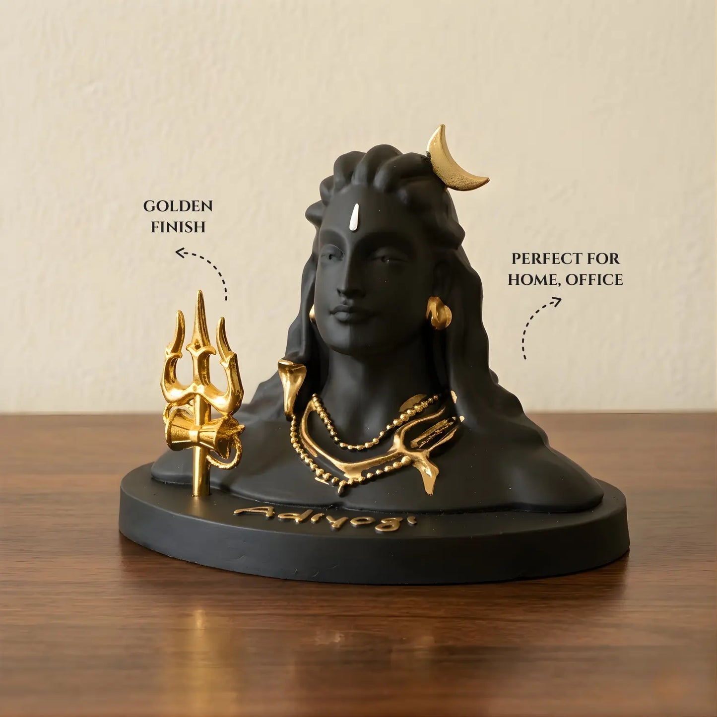 Upharkaro Lord Shiva Idol Statue with Trishul 5.5 Inch Black Gold Shiva Murti for Home Decor Office Desk & Pooja Room Upharkaro