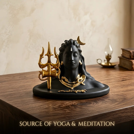 Upharkaro Mini Lord Shiva Idol with Trishul 4 Inch Black Gold Shiva Murti for Home Decor Car Dashboard Office Desk & Pooja Room Upharkaro