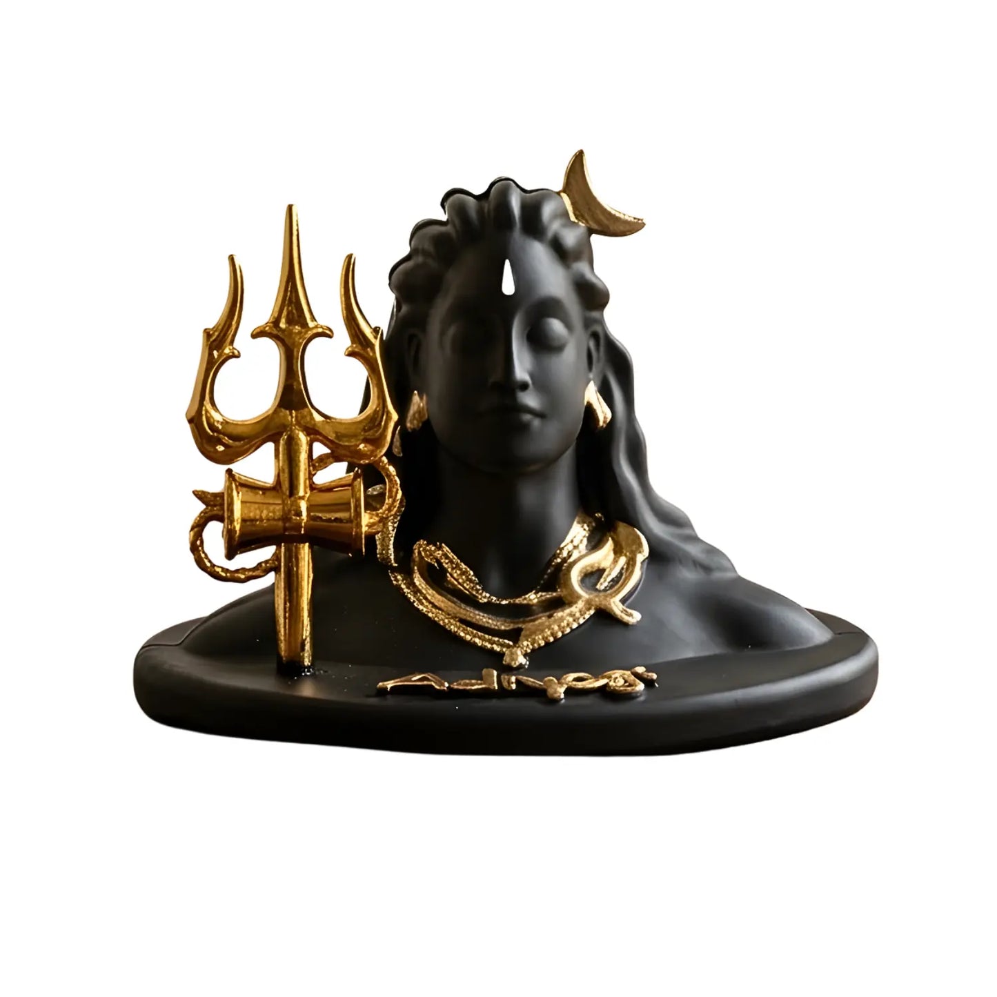 Upharkaro Mini Lord Shiva Idol with Trishul 4 Inch Black Gold Shiva Murti for Home Decor Car Dashboard Office Desk & Pooja Room Upharkaro