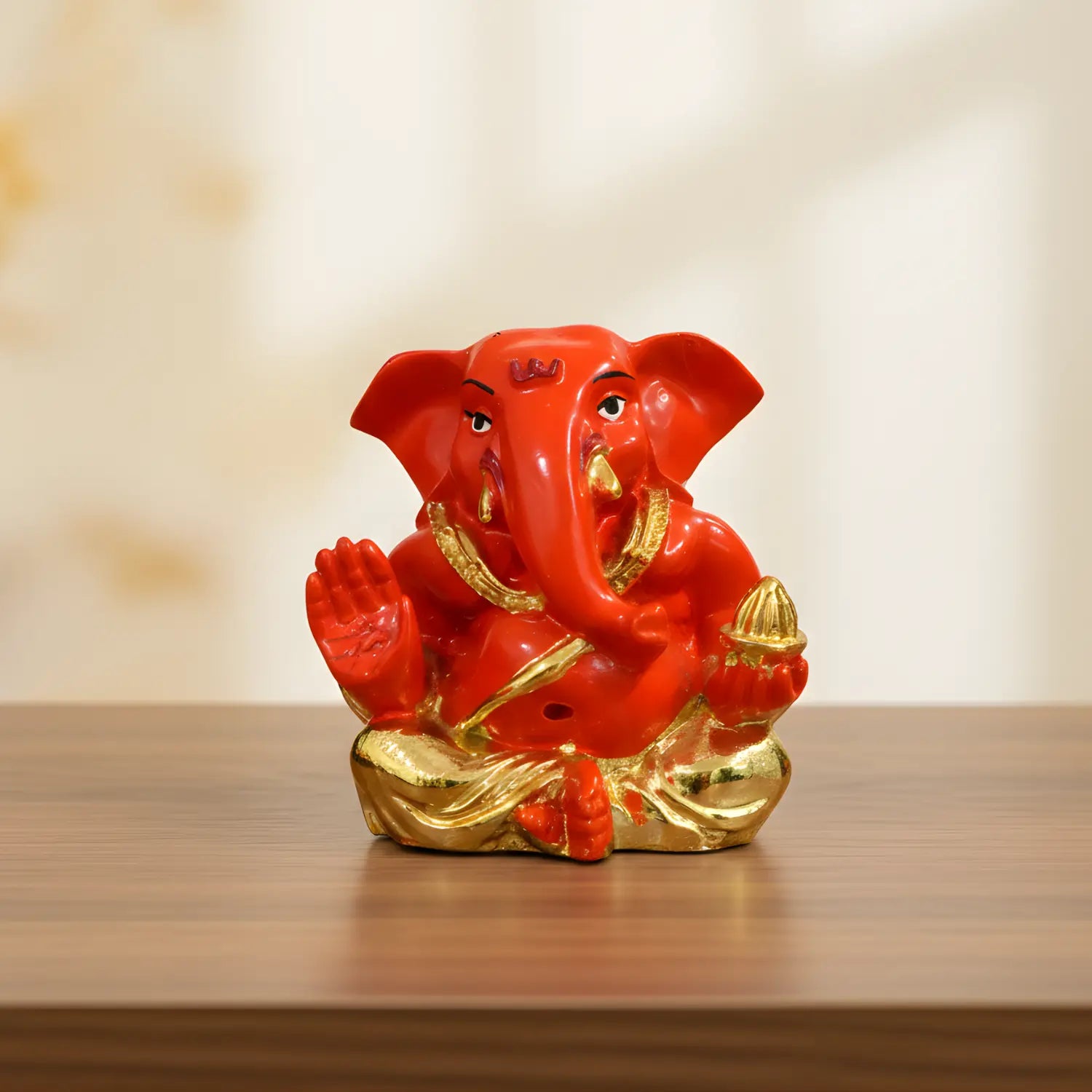 Upharkaro Red & Gold Finish Lord Ganesha Idol (5.5 cm) – Resin Ganpati Murti for Car Dashboard, Home Mandir & Office Desk | Auspicious Gift for Diwali & Ganesh Chaturthi