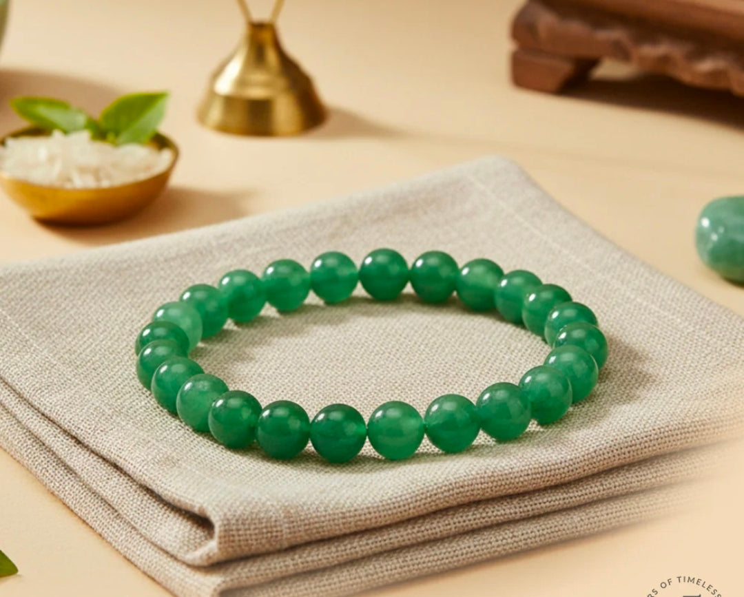 Upharkaro Lab Certified Natural Green Aventurine Stone Bracelet for Men & Women | Authenticity Certificate Included | Luck, Prosperity, Success & Positive Energy Crystal Bracelet