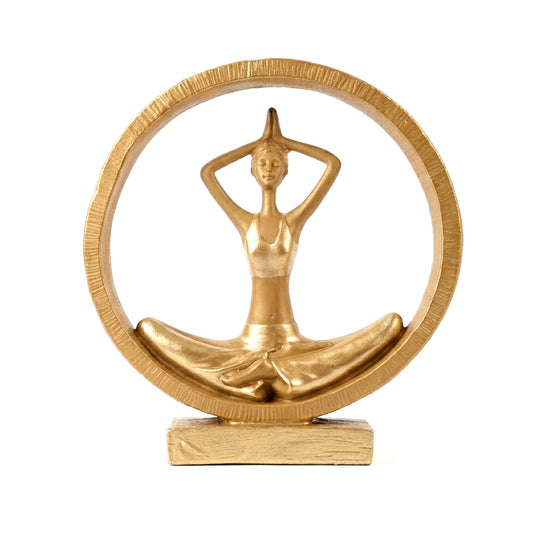 Upharkaro Golden Yoga Meditation Lady Statue Resin Figurine for Home Decor Office Desk Living Room & Meditation Space