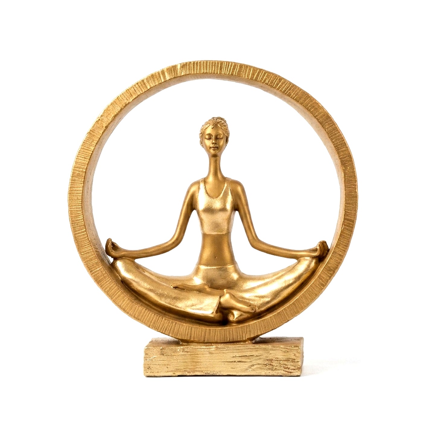 Upharkaro Golden Lotus Meditation Yoga Lady Statue with Circular Frame Resin Zen Decor Showpiece for Home Office Living Room & Meditation Corner
