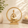 Upharkaro Golden Namaste Yoga Lady Statue with Circular Frame Resin Showpiece for Home Decor Living Room Office & Yoga Studio