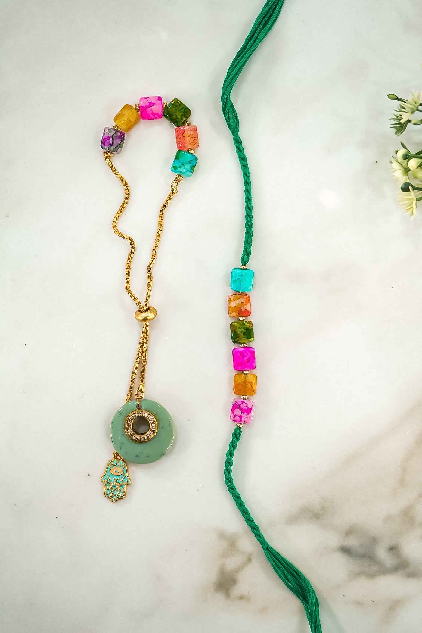 Multi-Colour Lumba Rakhi Combo Set of 2 – Designer Rakhi for Brother and Bhabhi | Traditional Rakhi for Raksha Bandhan by Upharkaro-Upharkaro