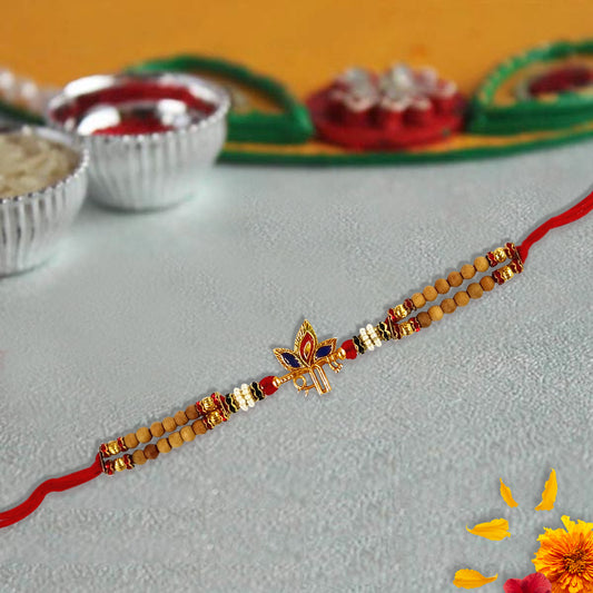 Shri Morpankh Red Stone Rakhi for Bhaiya By Upharkaro – Divine Blessings & Gemstone Elegance | Raksha Bandhan 2024 Special-Upharkaro