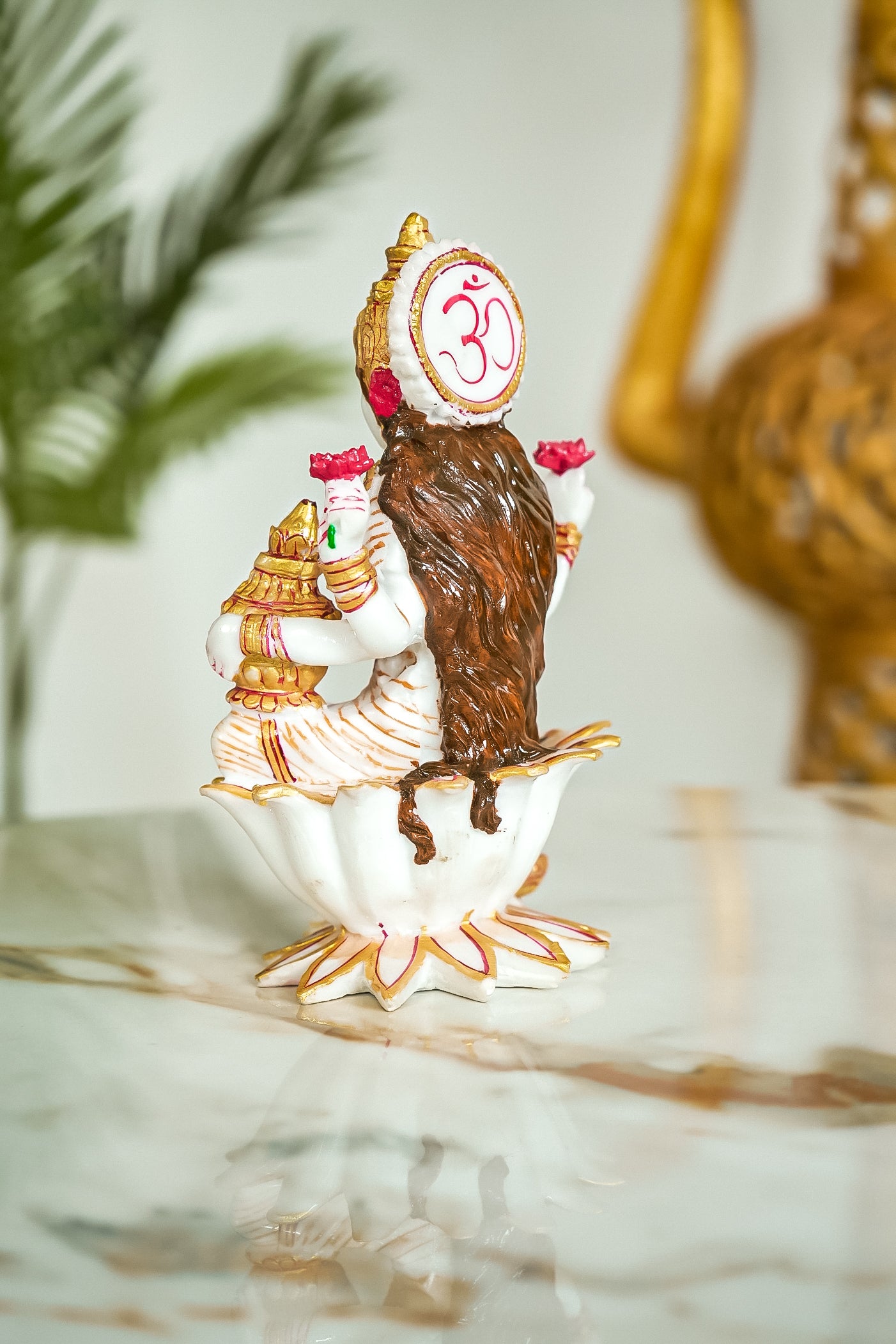 Goddess Laxmi Maa Statue Sitting On Lotus Fine Gold Painting