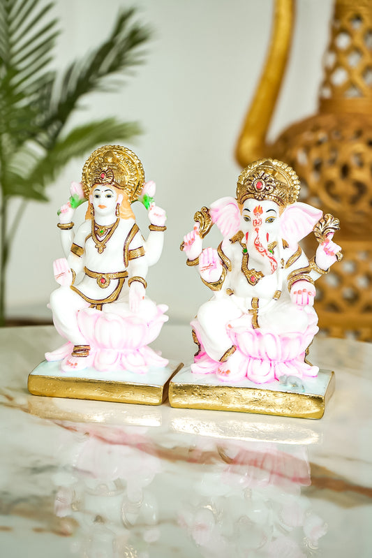 Marble Dust Laxmi Ganesh Pair Statue