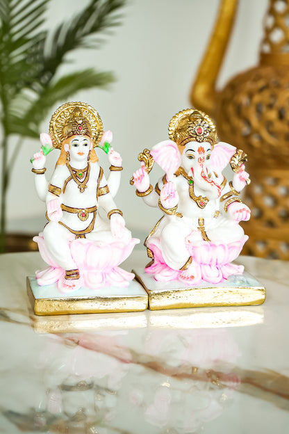 Marble Dust Laxmi Ganesh Pair Statue