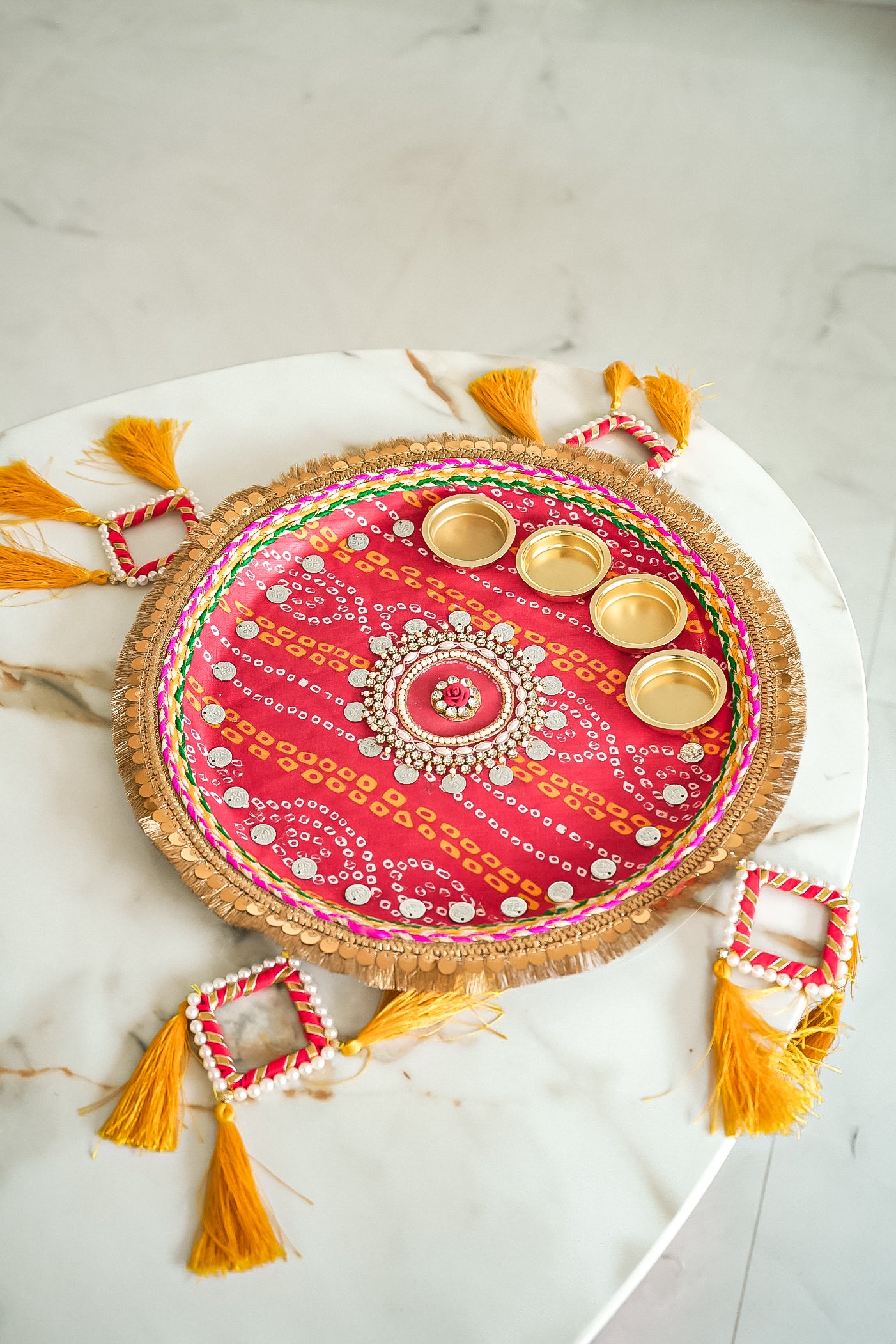 Traditionally Designed Bandhani Pooja Thali