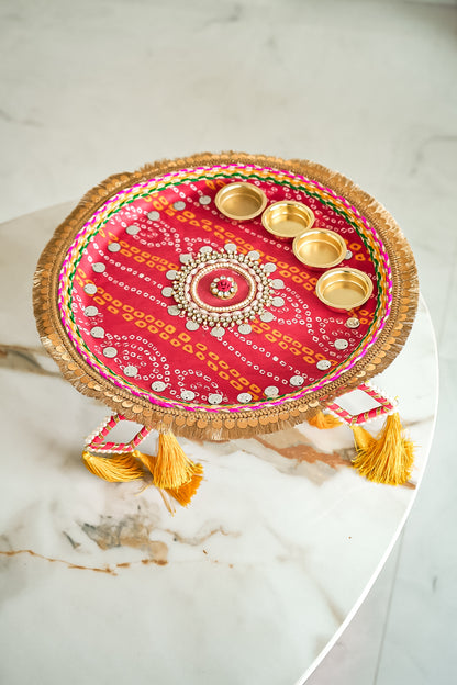 Traditionally Designed Bandhani Pooja Thali