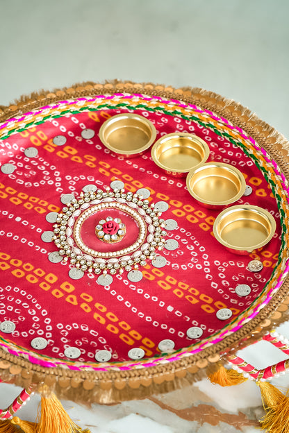 Traditionally Designed Bandhani Pooja Thali