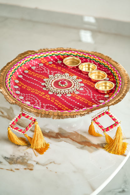 Traditionally Designed Bandhani Pooja Thali