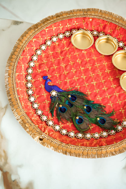 Beautiful Peacock Design Decorative Handicraft Pooja Thali