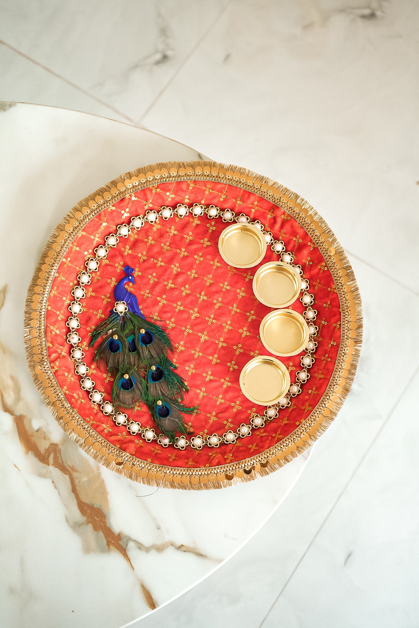 Beautiful Peacock Design Decorative Handicraft Pooja Thali