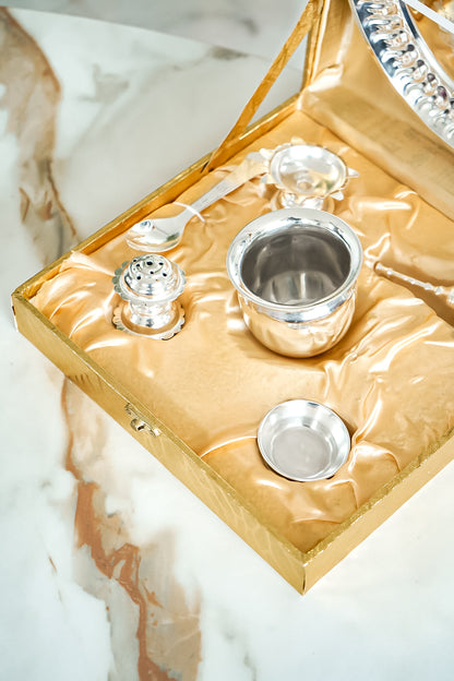 Silver Plated Pooja Thali Set