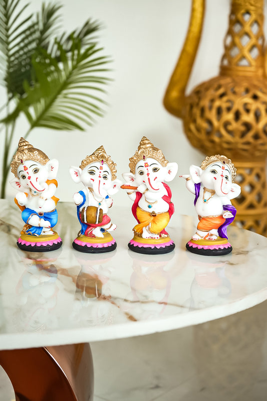 Resin Lord Ganesha Musical Set of 4 Statue