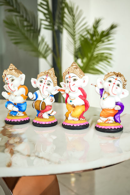 Resin Lord Ganesha Musical Set of 4 Statue