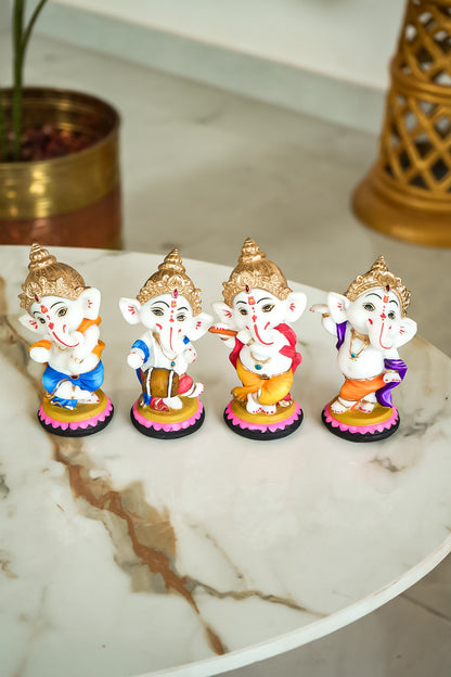 Resin Lord Ganesha Musical Set of 4 Statue