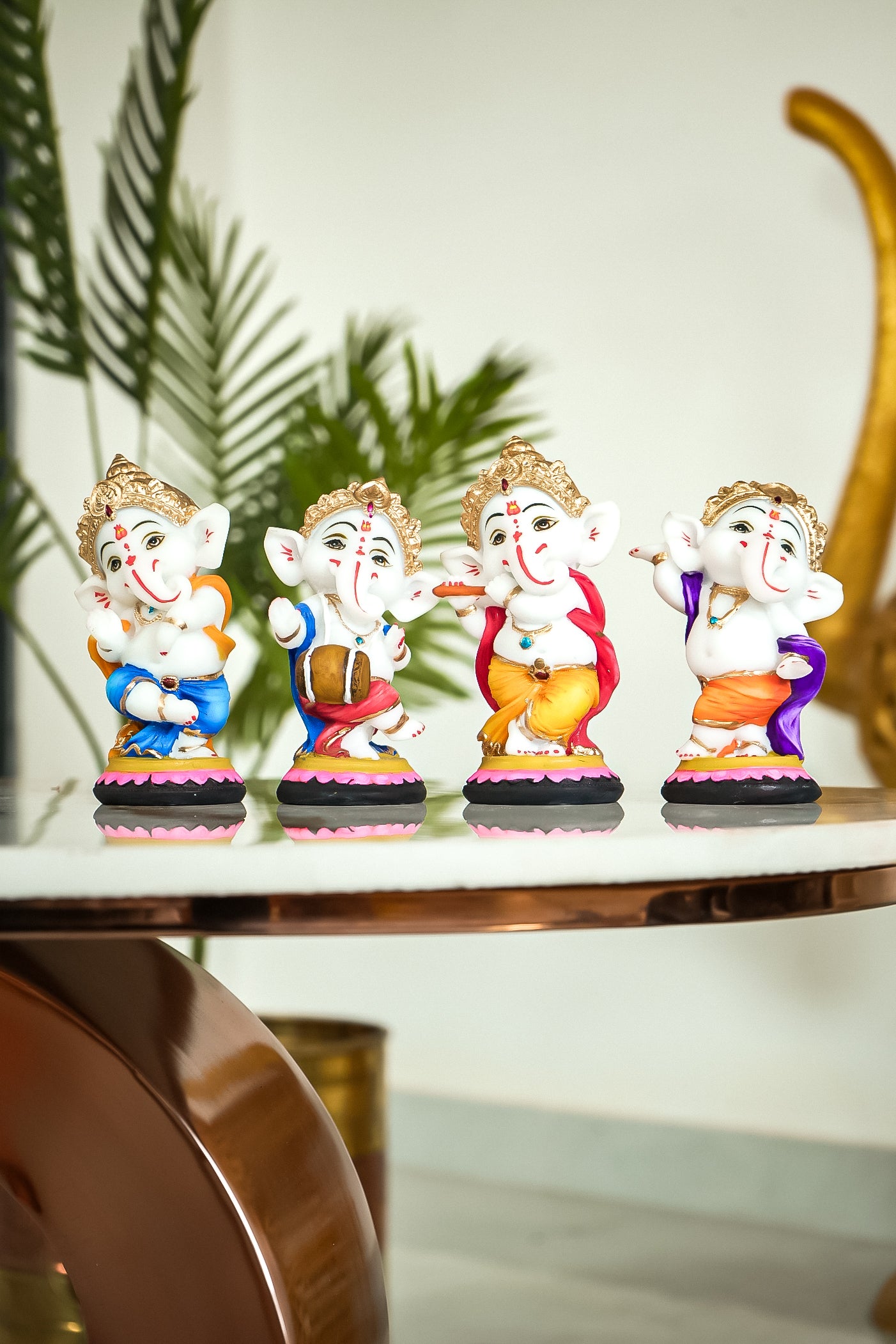 Resin Lord Ganesha Musical Set of 4 Statue