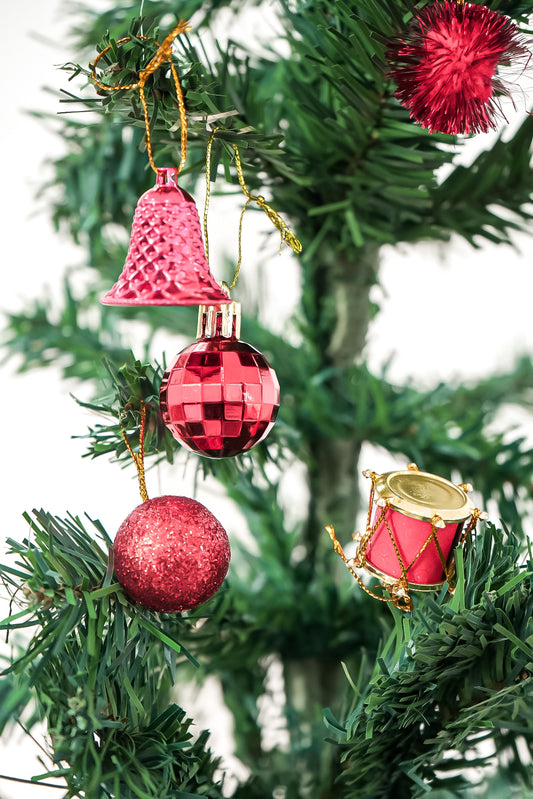 Red Assorted Christmas Hanging Ornaments Decorations Set