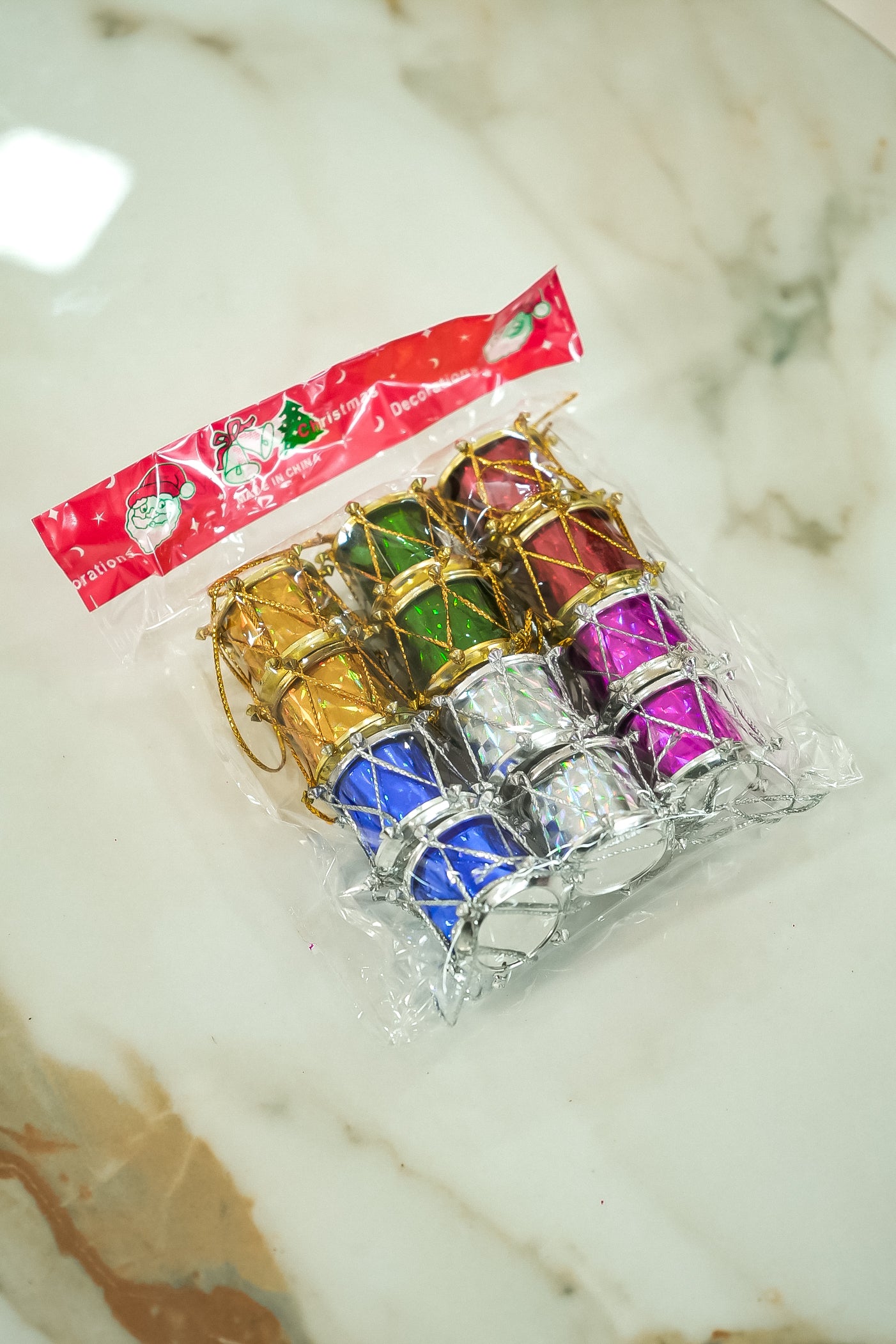 Christmas Tree Decoration Mixed Colour Hanging Mini Drums