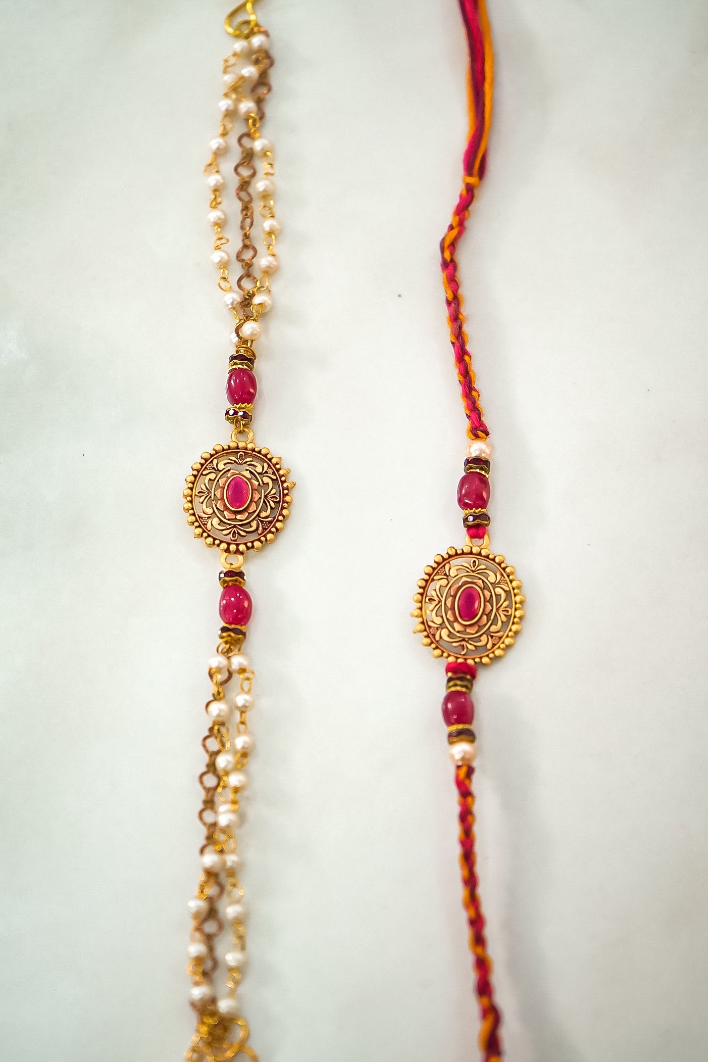 Unique Pair Pearl Rakhi for Bhaiya Bhabhi