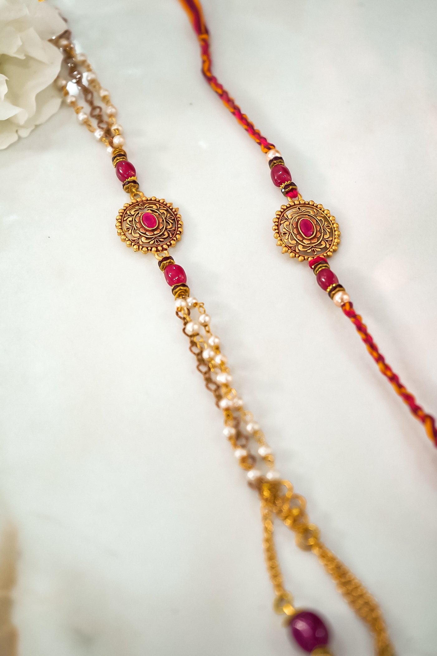 Unique Pair Pearl Rakhi for Bhaiya Bhabhi