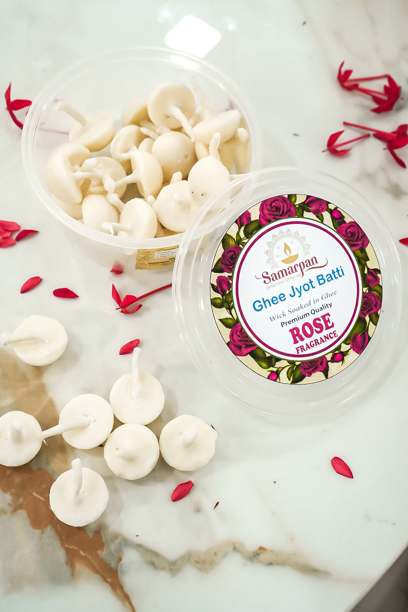 Samarpan Rose Ghee Jyot Batti (100 Pieces)