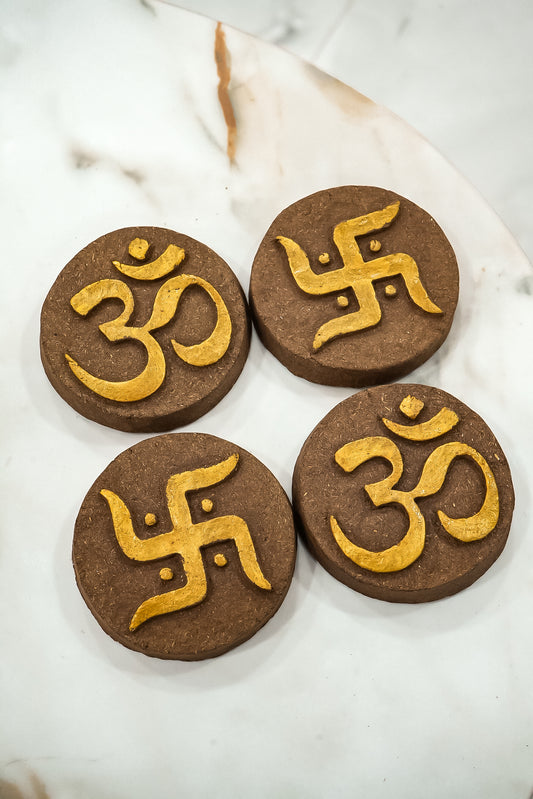 Eco-Friendly Cow Dung Om Swastik Religious Set