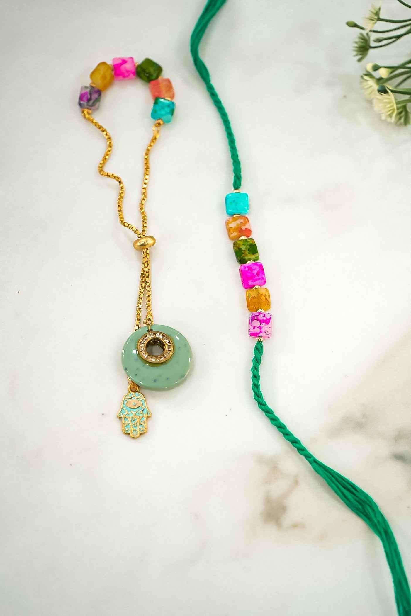 Multi-Colour Lumba Rakhi Combo Set of 2 – Designer Rakhi for Brother and Bhabhi | Traditional Rakhi for Raksha Bandhan by Upharkaro-Upharkaro