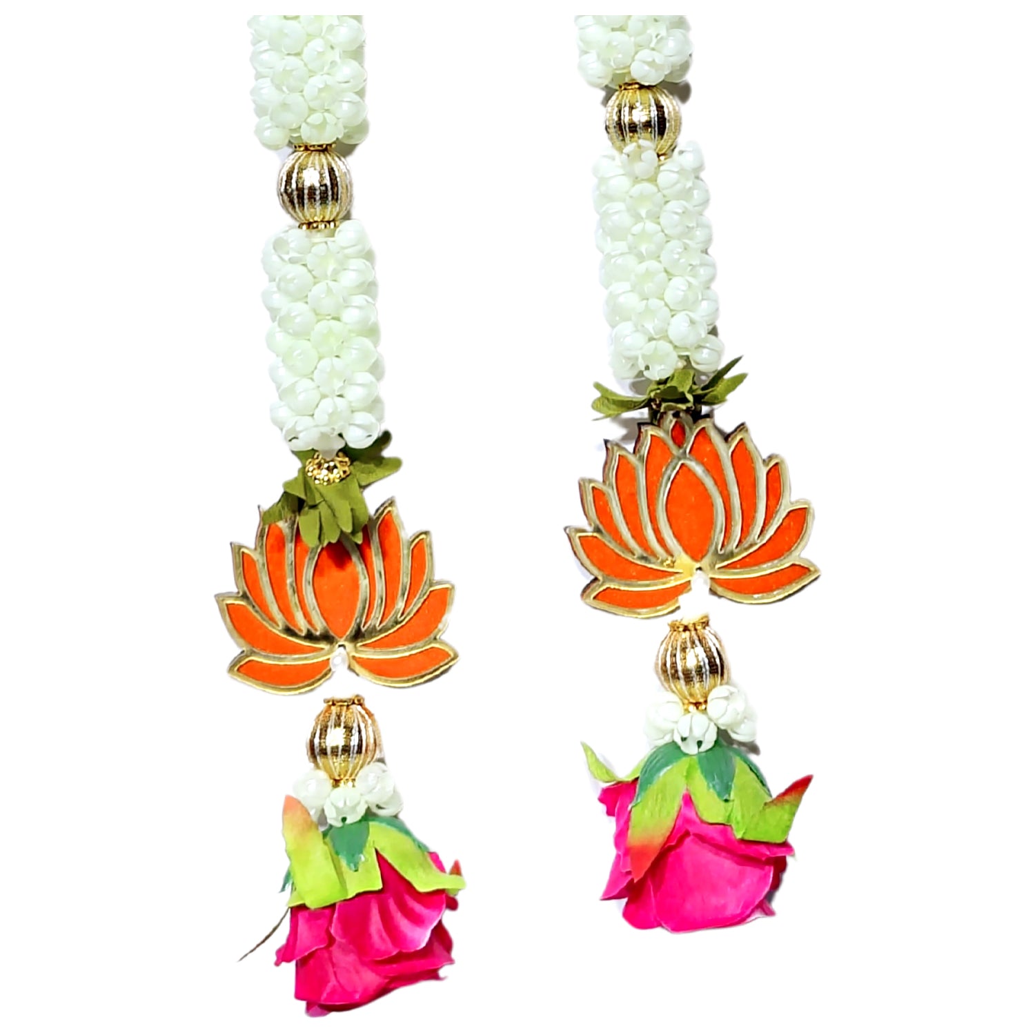 Colorful earrings with floral designs on a white background