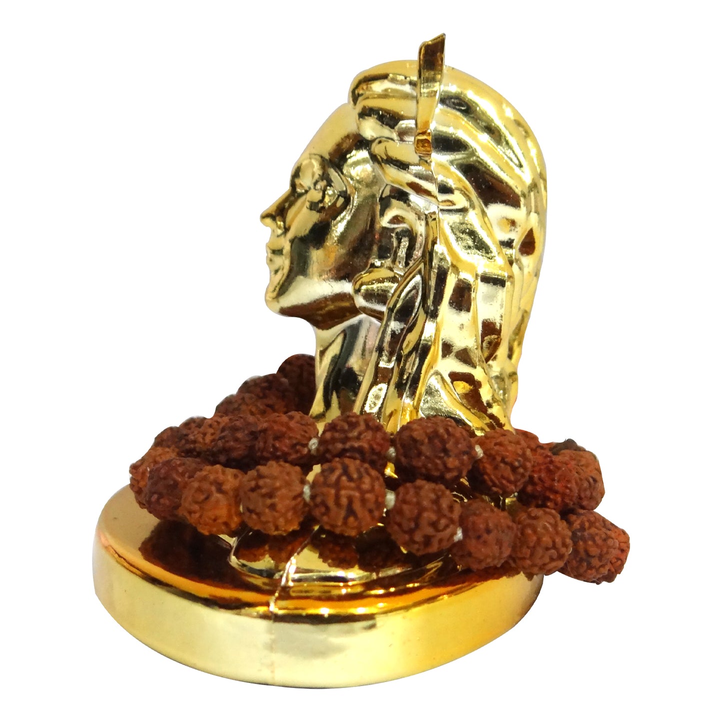 Resin Adiyogi Shiva Idol Gold with Rudraksha Mala (Size: 2.5 inch, Weight: 55 Gram) by Upharkaro