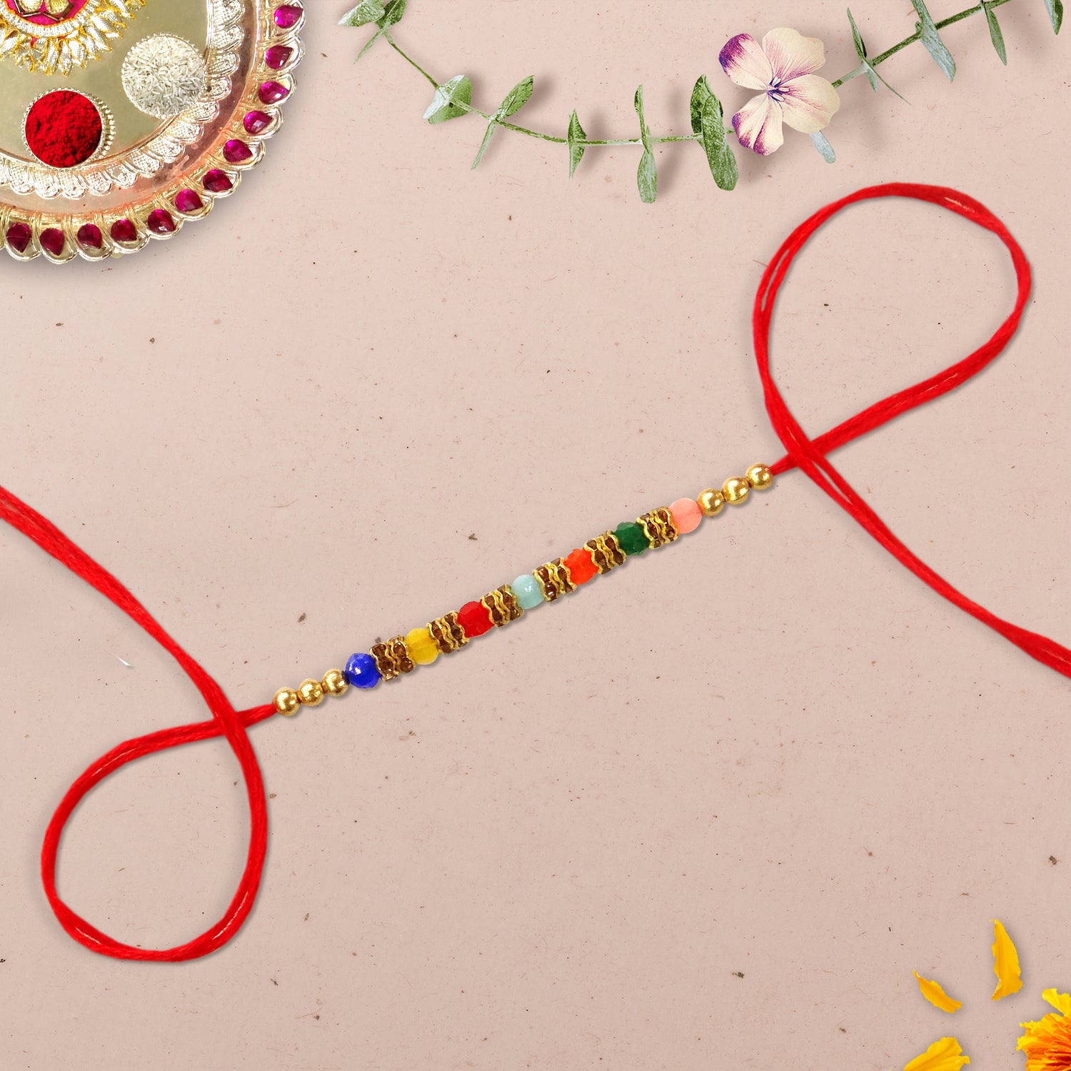 Multi Color Stones Rakhi for Brother – Designer Rakhi | Upharkaro-Upharkaro