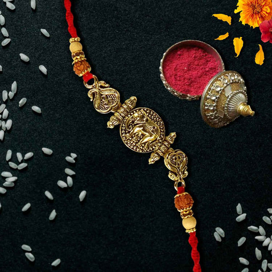 Golden Unique Fancy Rakhi for Brother – Handcrafted Rakhi with Premium Finish by Upharkaro-Upharkaro