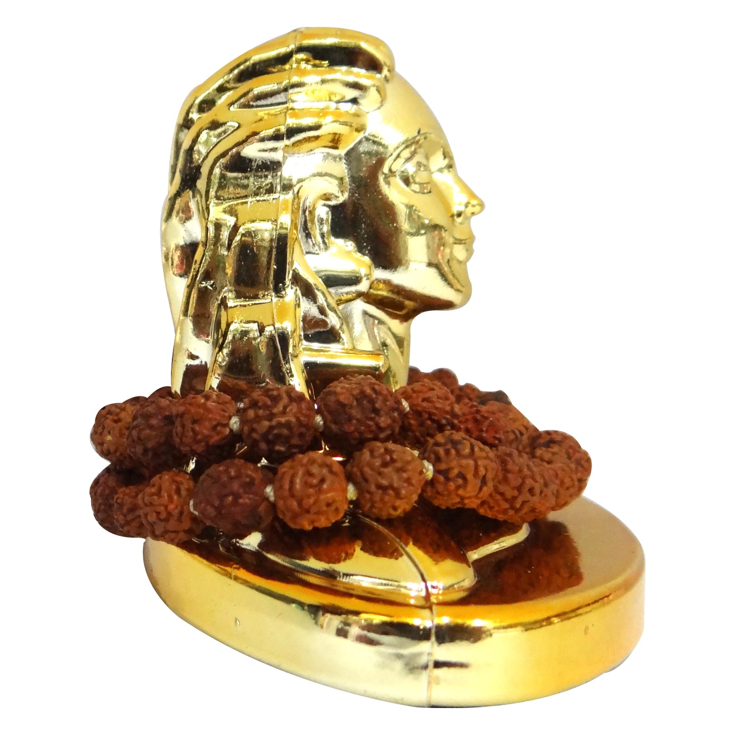 Resin Adiyogi Shiva Idol Gold with Rudraksha Mala (Size: 2.5 inch, Weight: 55 Gram) by Upharkaro