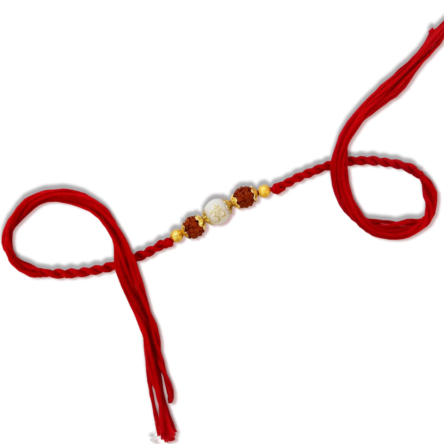 White Stone Rudraksh  Dora Rakhi By Upharkaro-Upharkaro