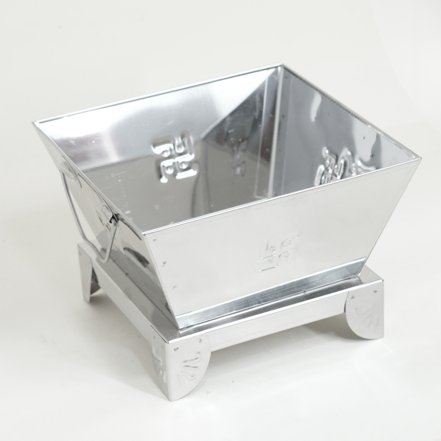 Metallic container on a white background