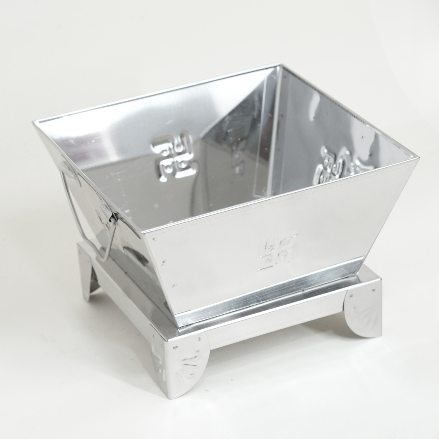 Metallic container on a white background