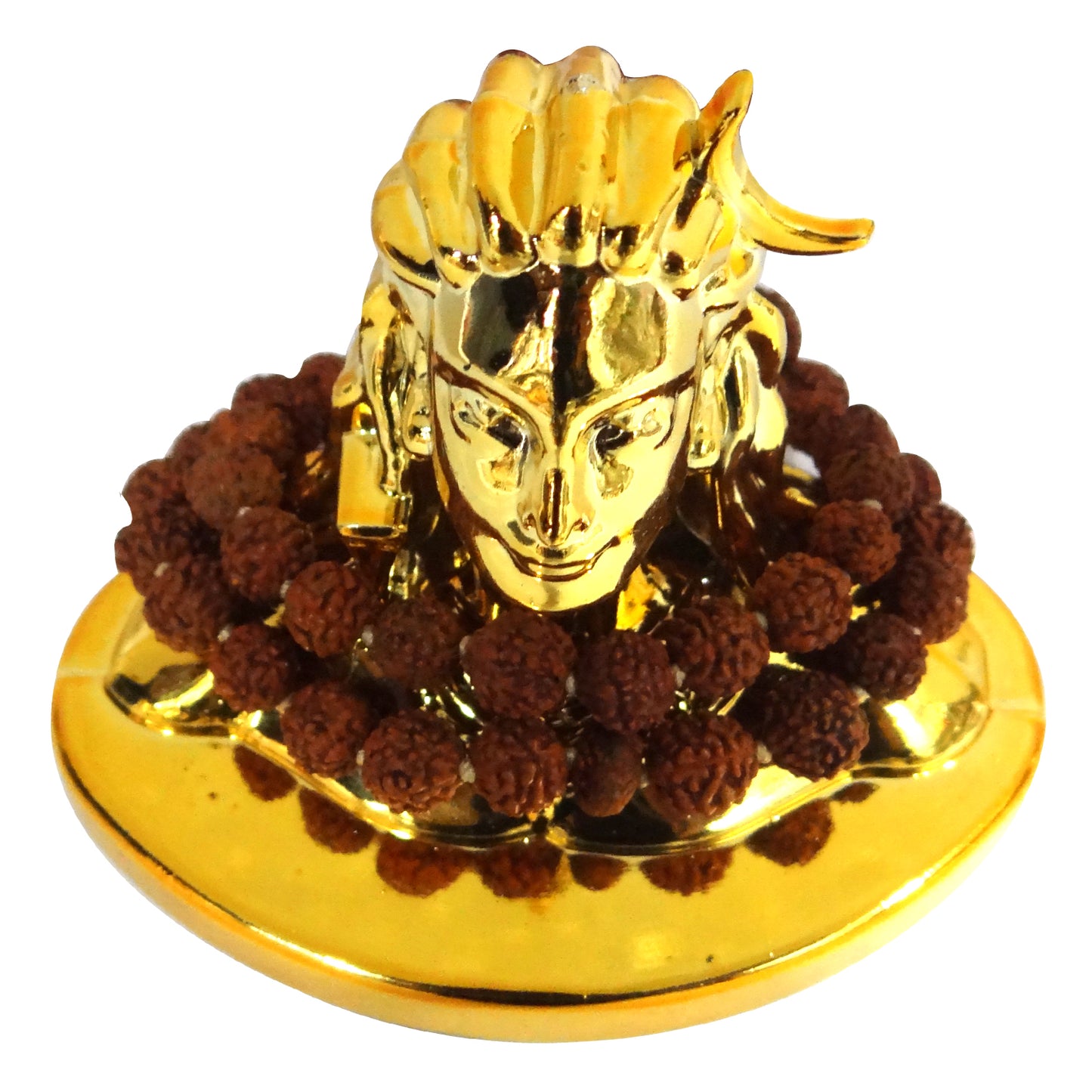 Resin Adiyogi Shiva Idol Gold with Rudraksha Mala (Size: 2.5 inch, Weight: 55 Gram) by Upharkaro