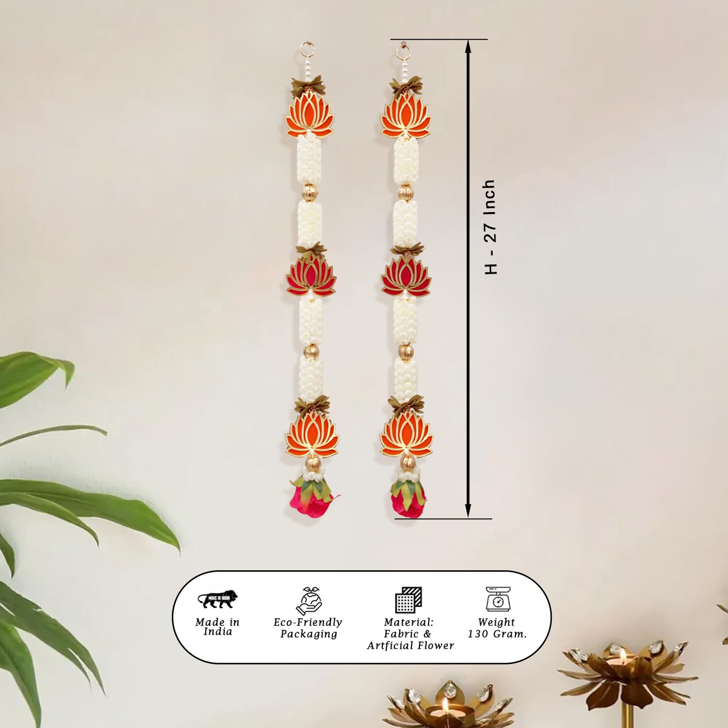 Decorative earrings with floral design on a light background