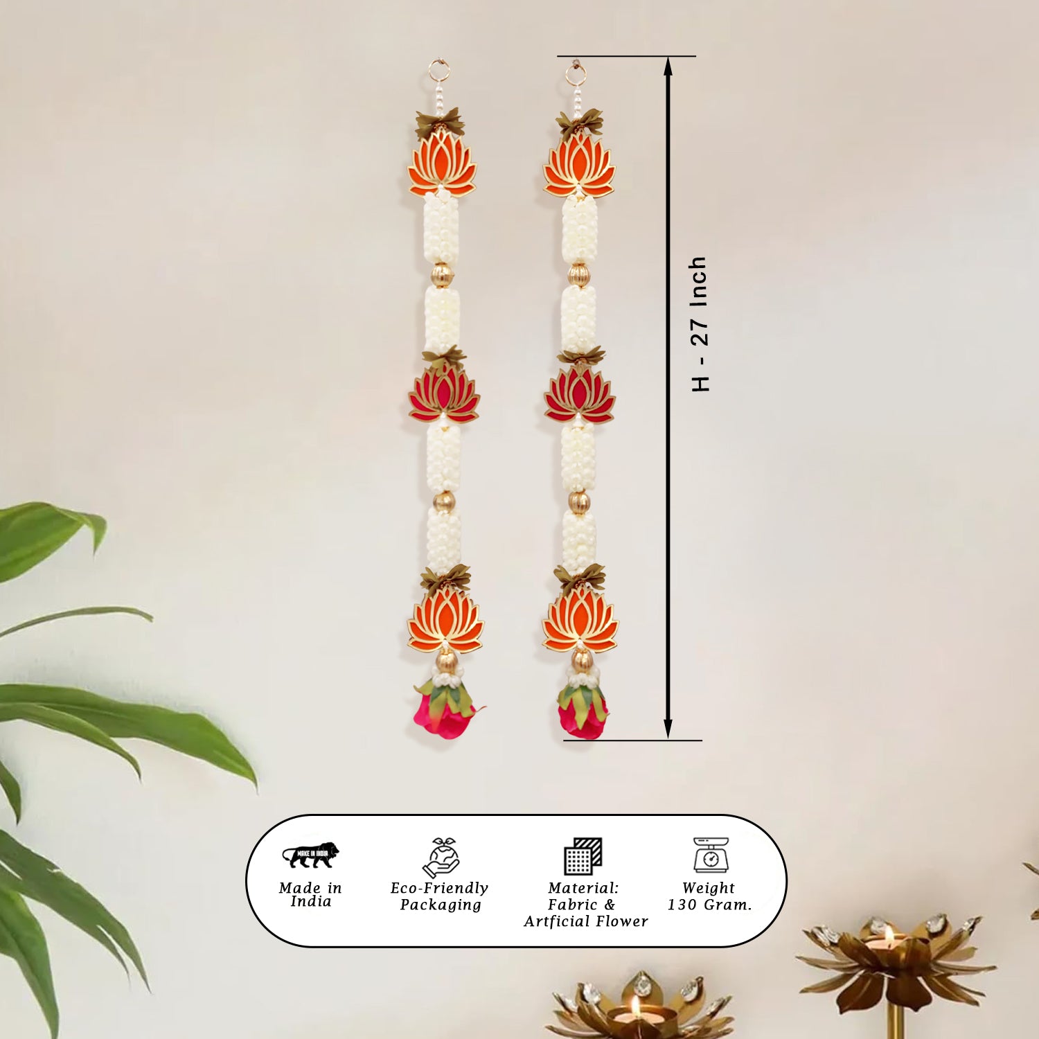 Decorative earrings with floral design on a light background